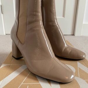 Zara Glossy Tan Heeled Boots
